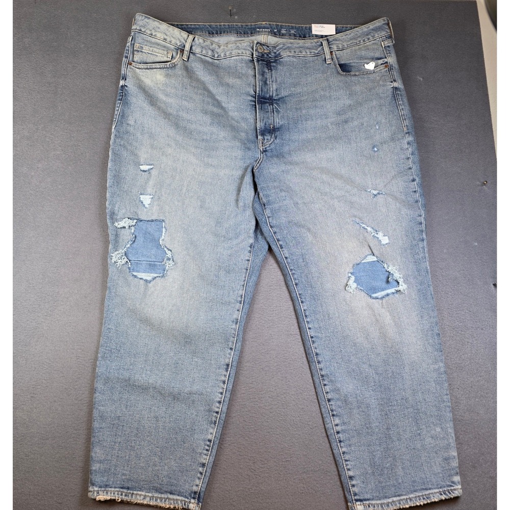 Old Navy Jeans Women 28 Blue High Rise OG Straight Distressed Plus Size